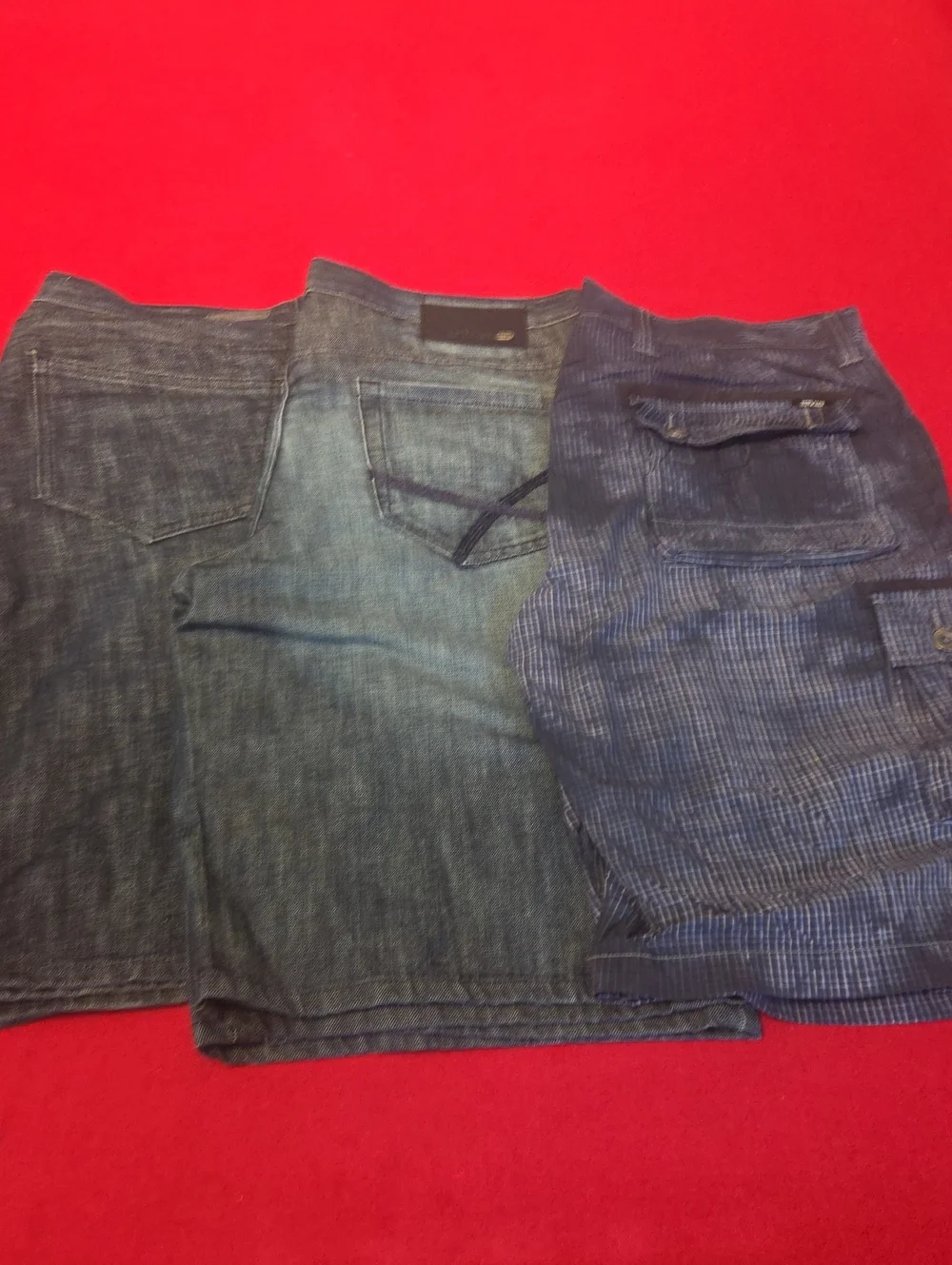 Lot of 3 men's waist size 36  Blue Denim Shorts +1 cargo short by Marc Ecko